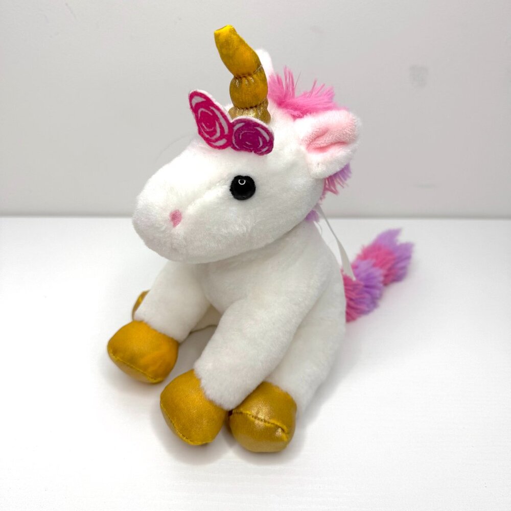 Frankford Plush Princess Unicorn Soft Stuffed Animal 8" White Pink Gold